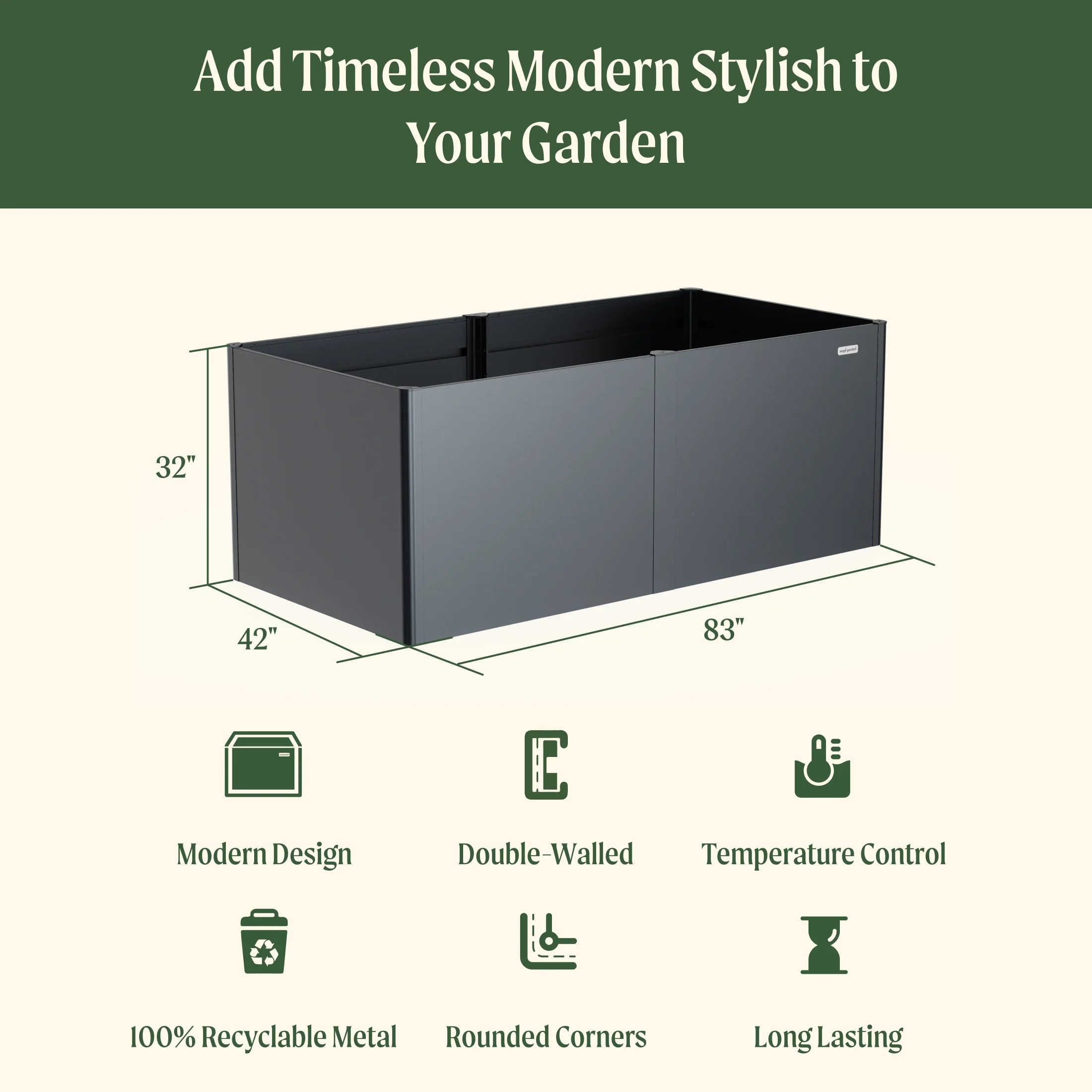32" Extra Tall Modern 42" x 83" Metal Raised Garden Bed - 1 Pack - Image 4