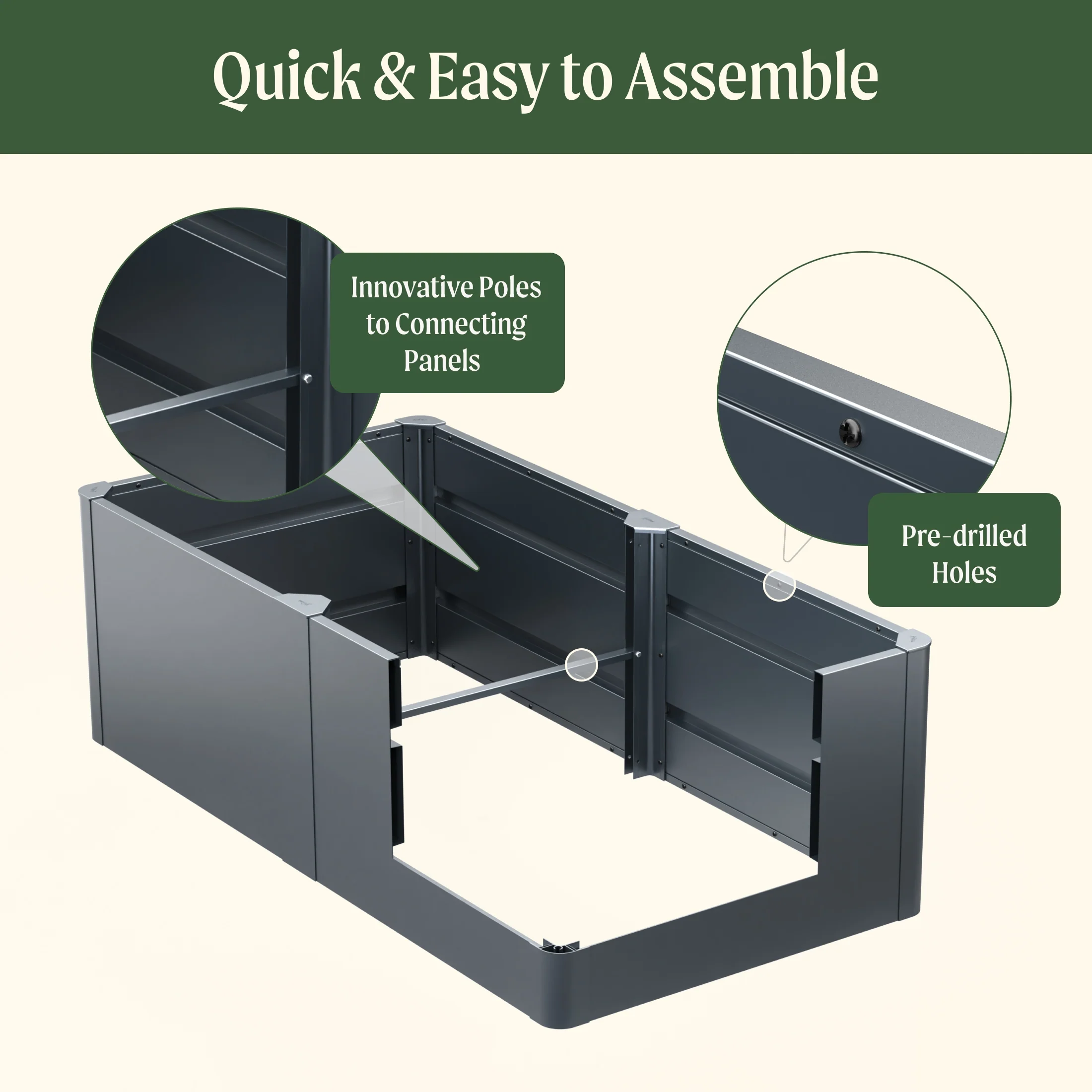 32" Extra Tall Modern 27" x 83" Metal Raised Garden Bed - 1 Pack - Image 7
